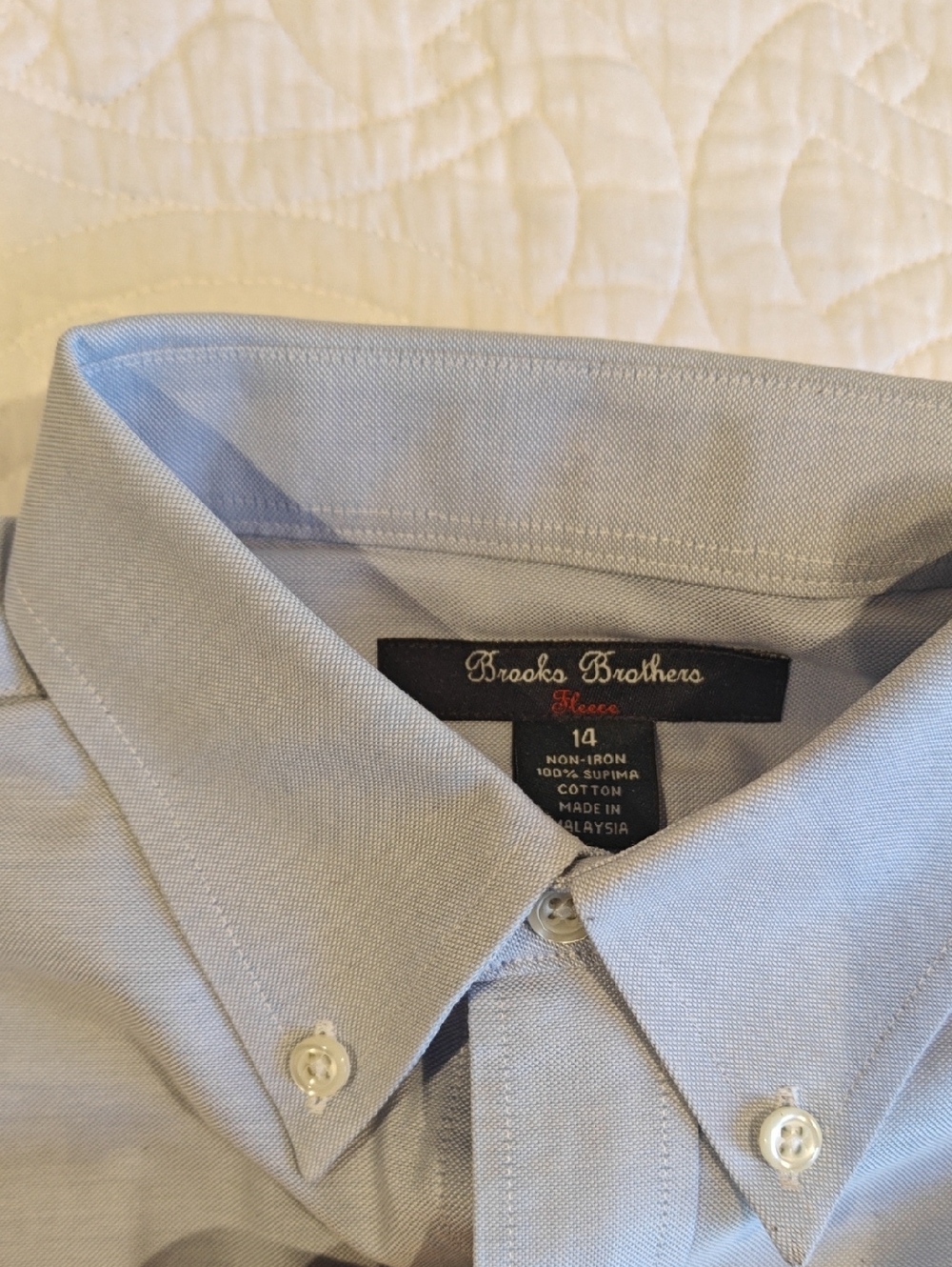 Brooks Brothers Boys Light Blue Button-Down Shirt, Size 14